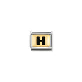 Nomination Composable Classic SCHWARZE BUCHSTABEN Edelstahl und 18K-Gold (08_H)
